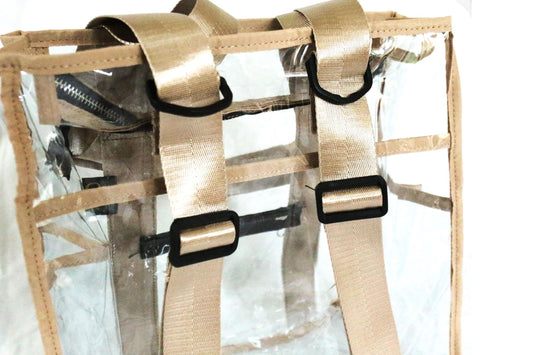 Clear Tote Pack with Khaki Trim