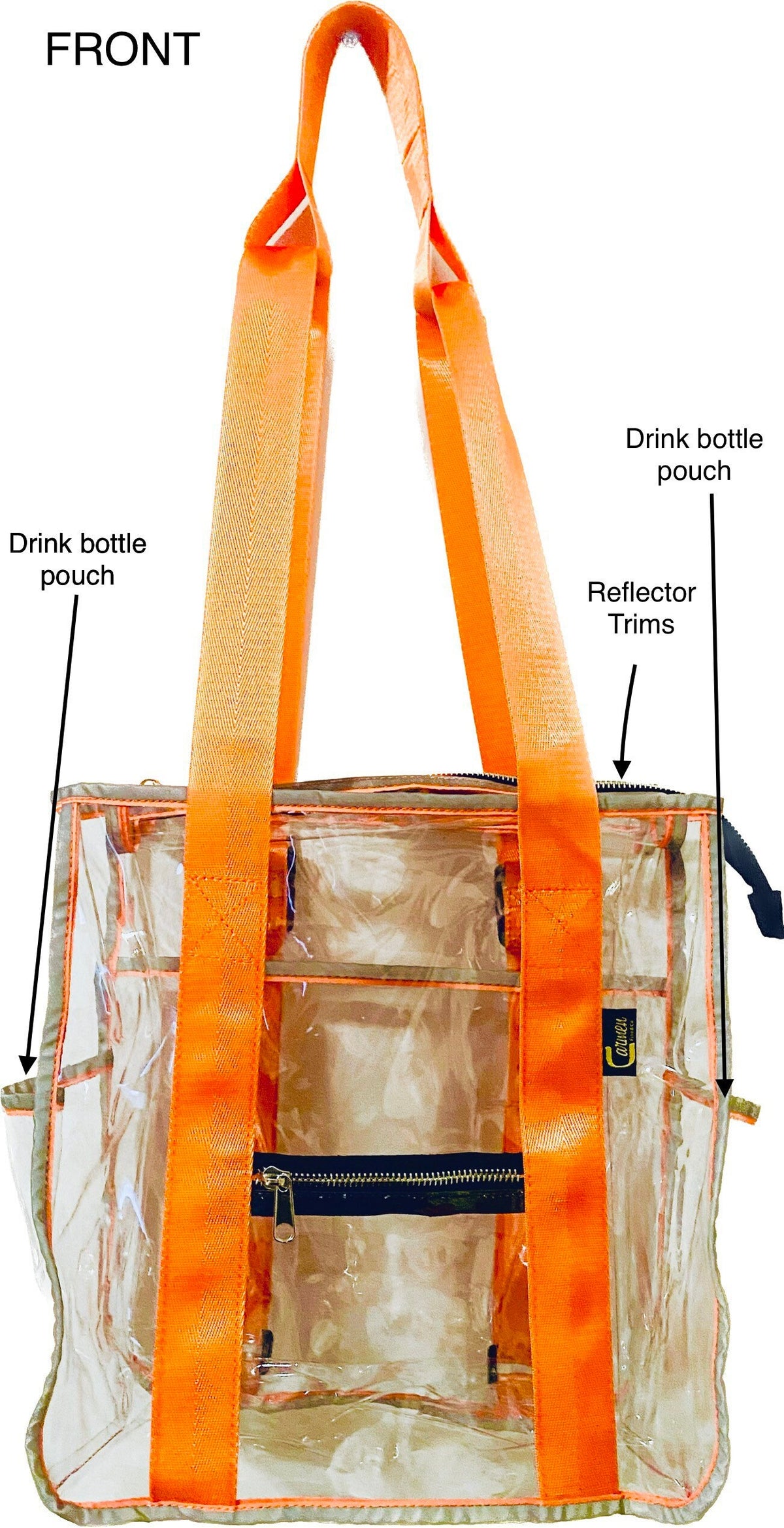 Clear Tote Pack with Orange High Vis Trim