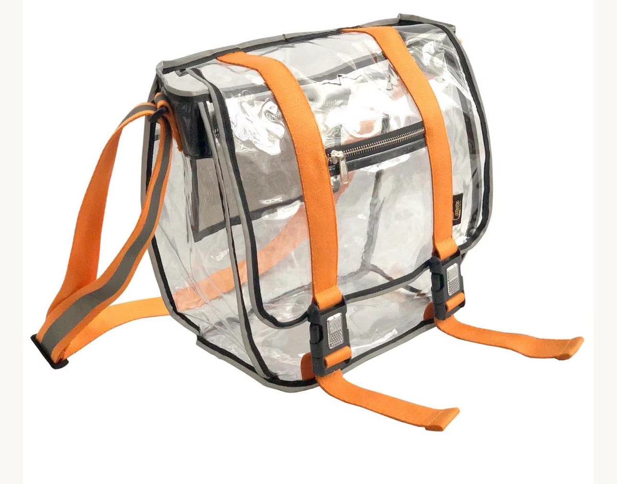 Clear Messenger Bag in High Vis Orange