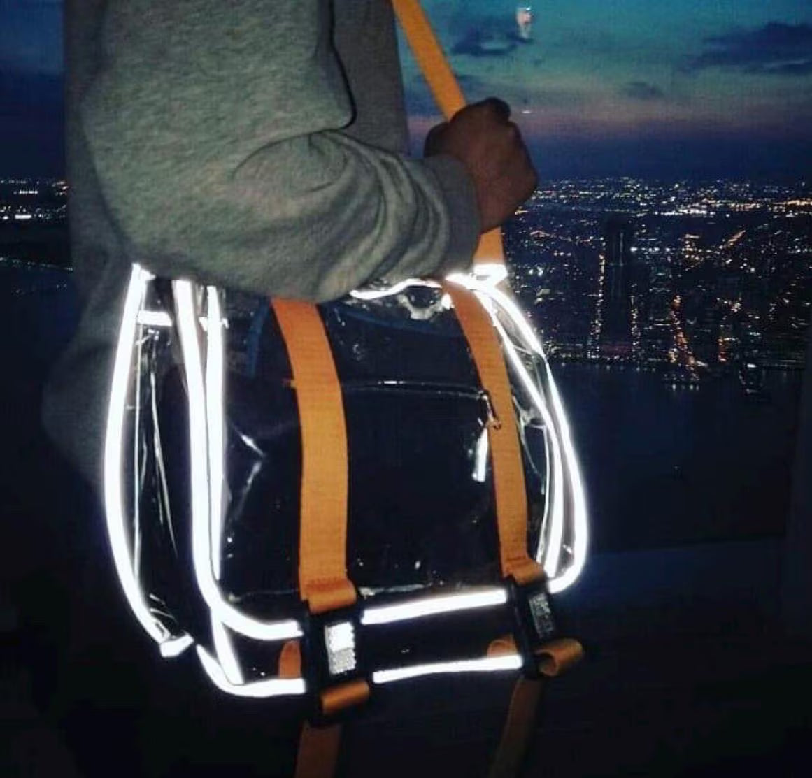 Clear Messenger Bag in High Vis Orange