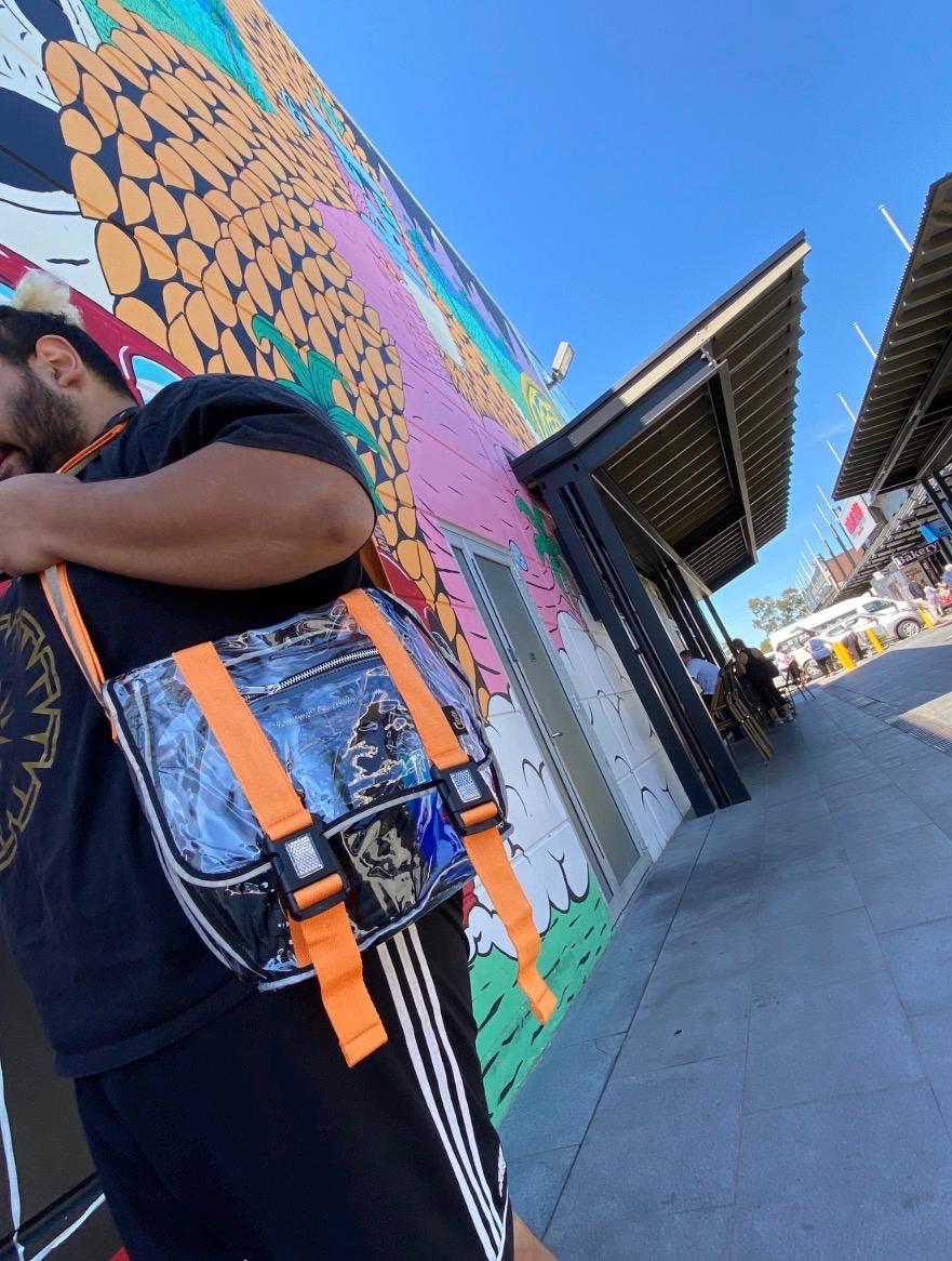 Clear Messenger Bag in High Vis Orange