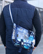 Across Body Shoulder Clear Bag in Blue and Silver