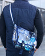 Across Body Shoulder Clear Bag in Blue and High Vis Silver